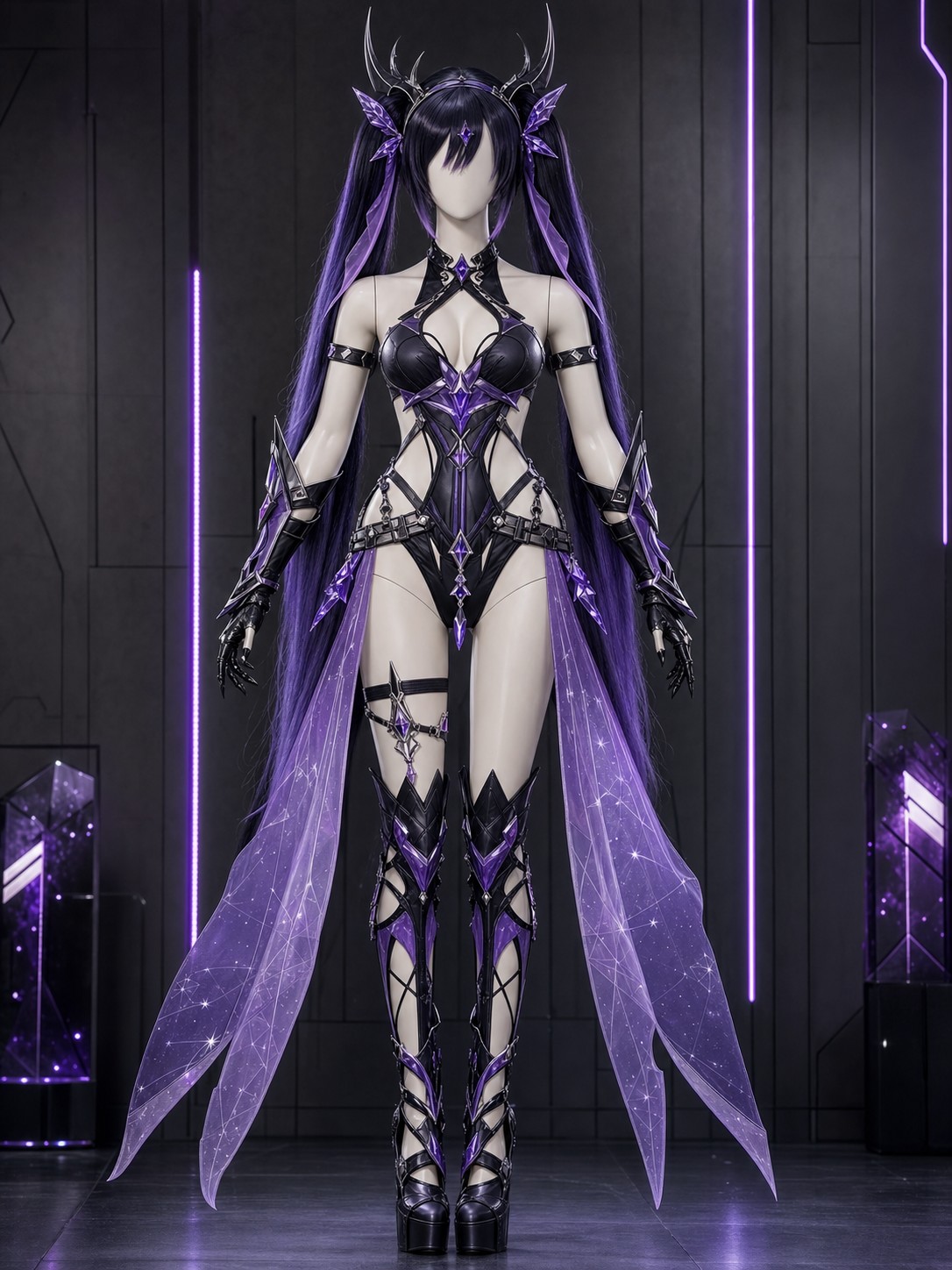 原創動漫虛空刃舞者 COSPLAY 商品圖，成年比例無臉假人，黑…