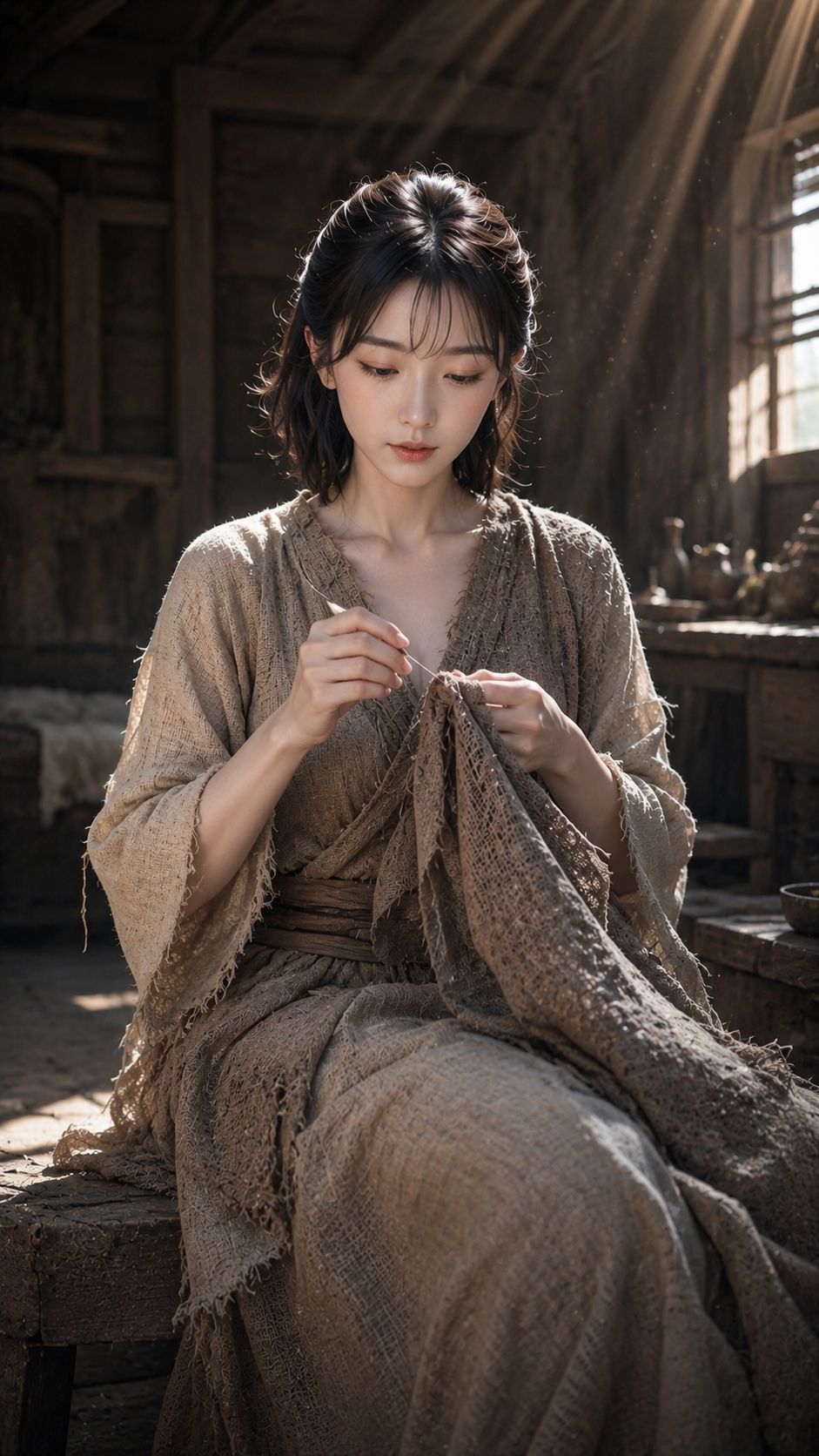 粗布長袍人物肖像