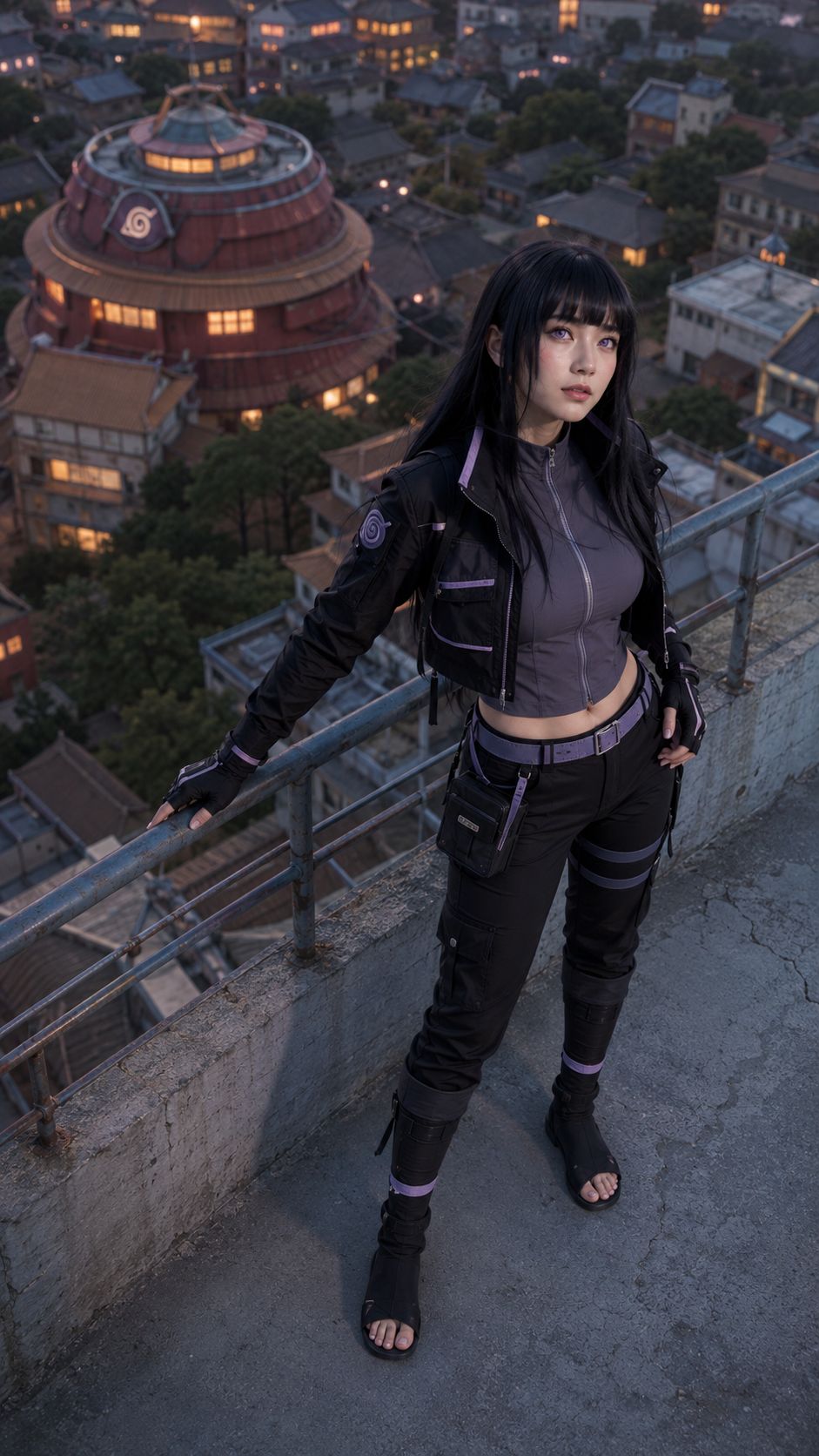 火影忍者日向雛田的日本女性真人COSPLAY，擺出隨機帥氣的拍攝…